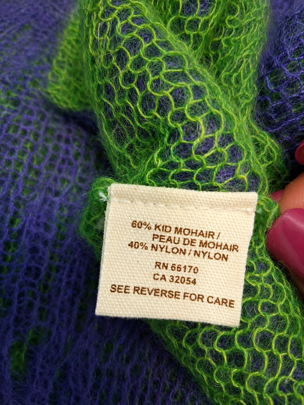 Free People Vintage Mohair Cardigan Purple Lime Green Open Knit Sweater S - Picture 7 of 12